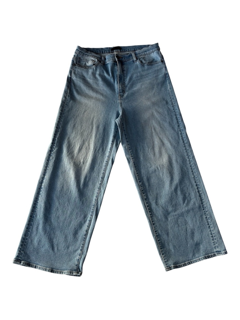 Uniqlo High Rise Wide Straight Leg Jeans Medium Wash Blue Denim Size 32 - Picture 2 of 15